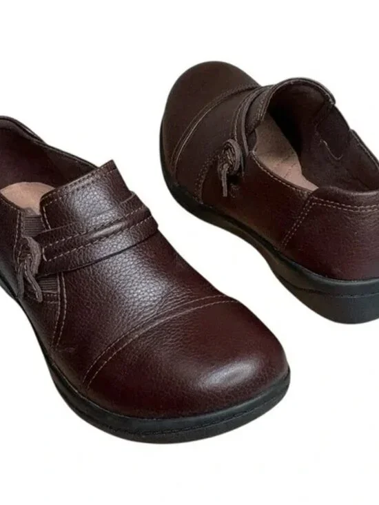 Clarks Collection Brown Leather Slip-On Comfort Loafers Women’s Size 6M - Picture 5 of 11